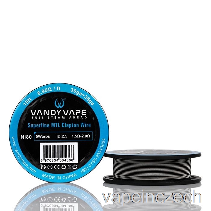 Vandy Vape Superfine Mtl Drátěné Cívky - 10 Stop 6,95 Ohmů Ni80 Clapton Drátěné Vape Pero